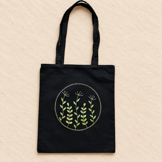 Meadow Circle Hand Painted Tote Bag