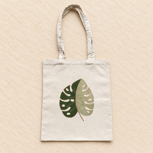Monstera Muse Hand Painted Tote Bag