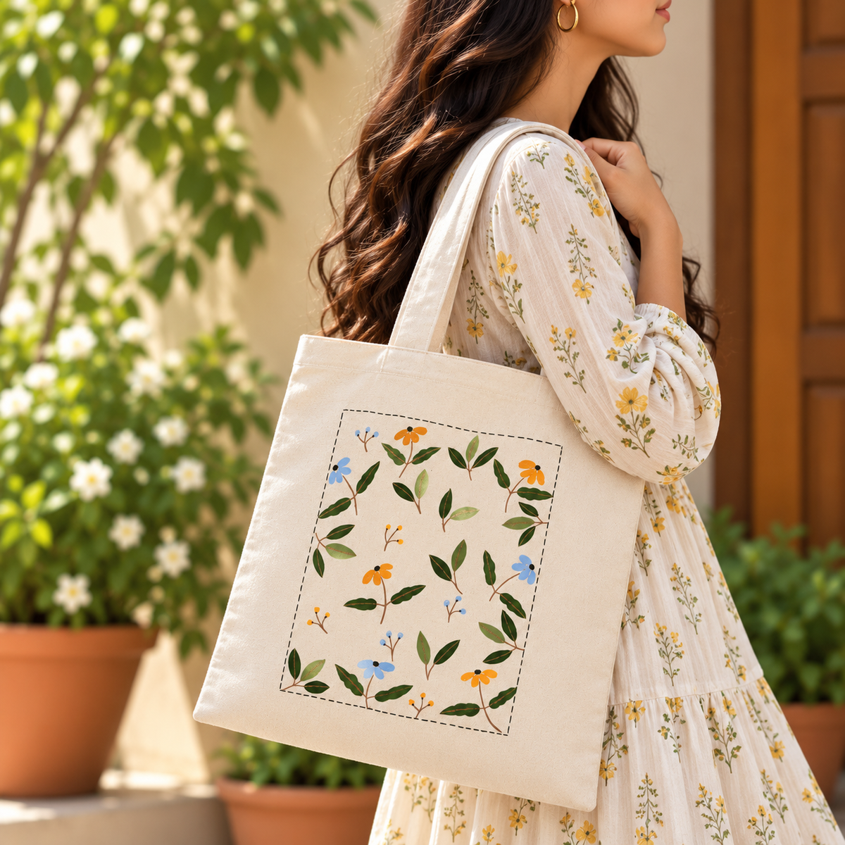 Wildflower Meadow Hand Painted Tote Bag