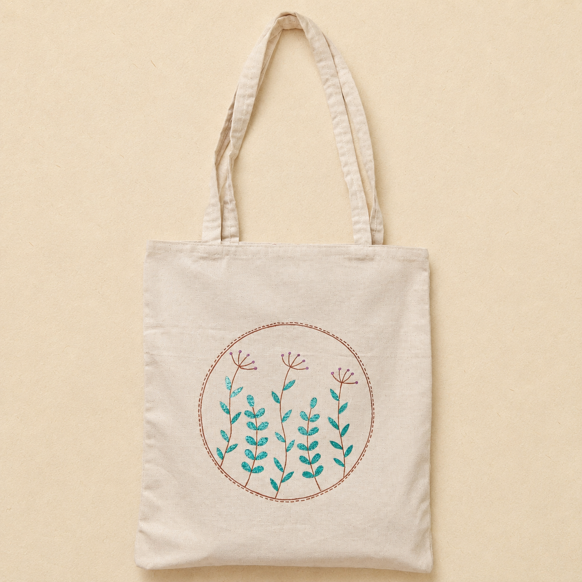 Botanical Serenity Hand Painted Tote Bag