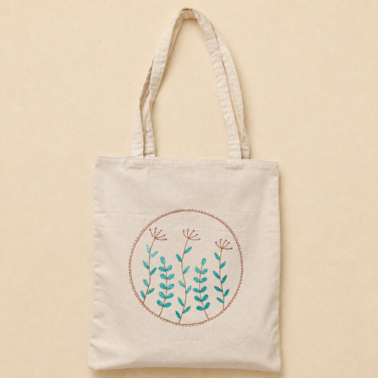 Botanical Serenity Hand Painted Tote Bag