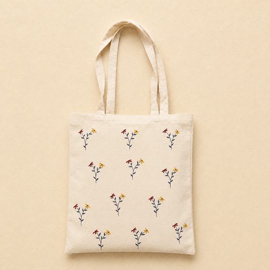 Sunlit Wildflowers Hand Painted Tote Bag
