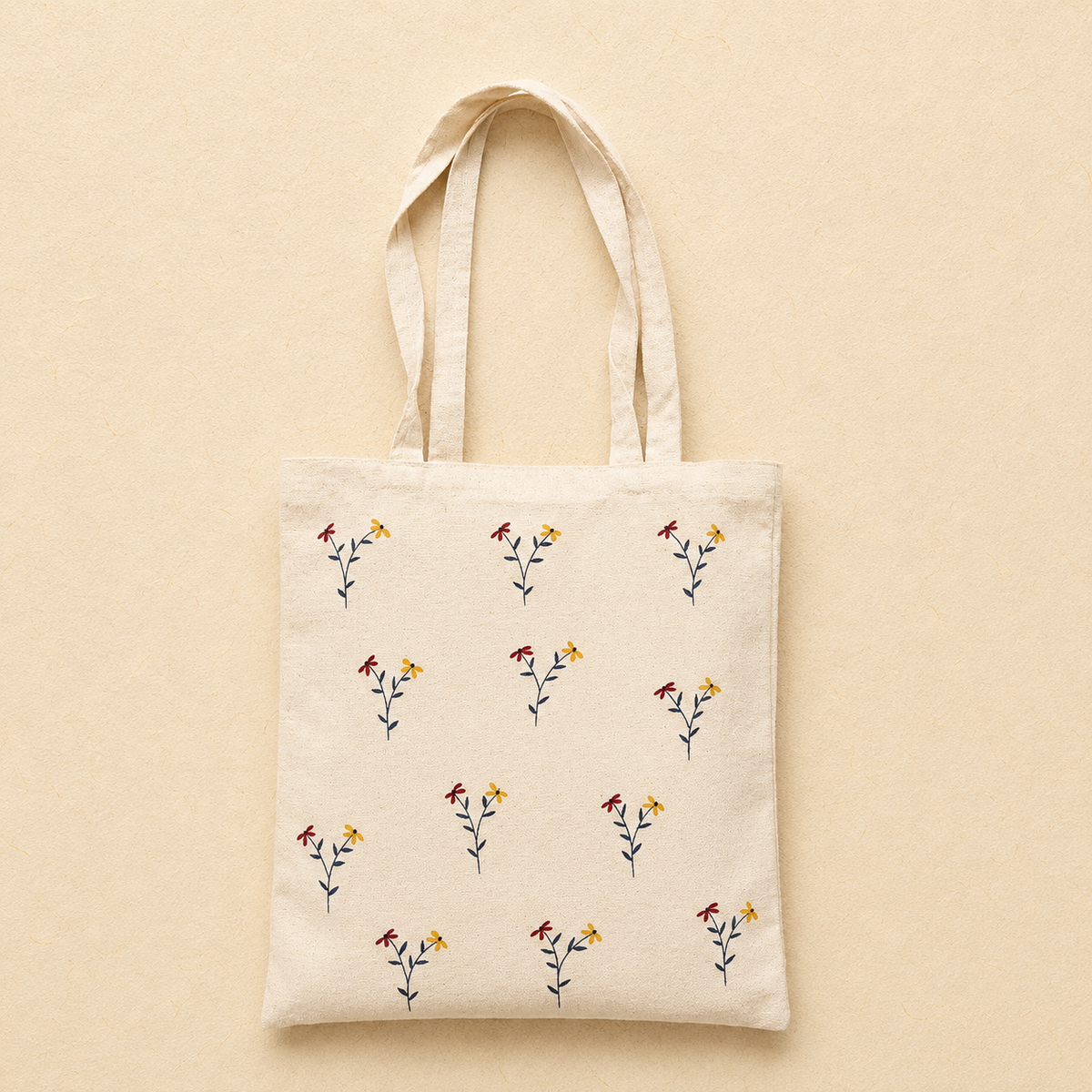 Sunlit Wildflowers Hand Painted Tote Bag & Pouch Set