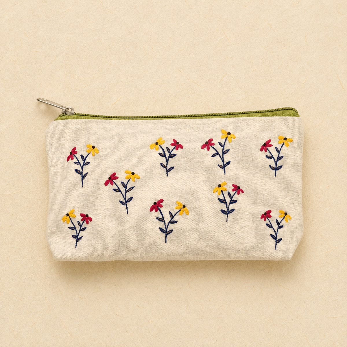 Sunlit Wildflowers Hand Painted Tote Bag & Pouch Set