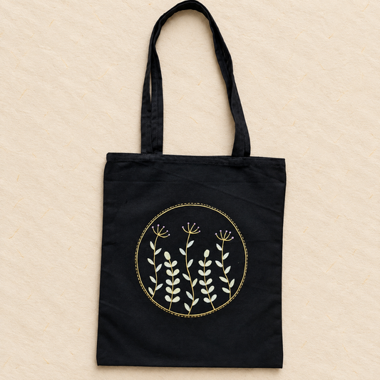 Golden Grove  Hand Painted Black Tote
