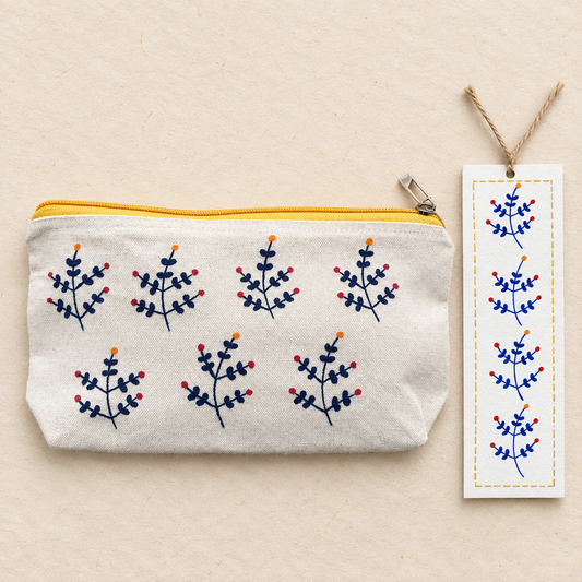 Wild Berry Whispers Hand Painted Pouch and Bookmark set