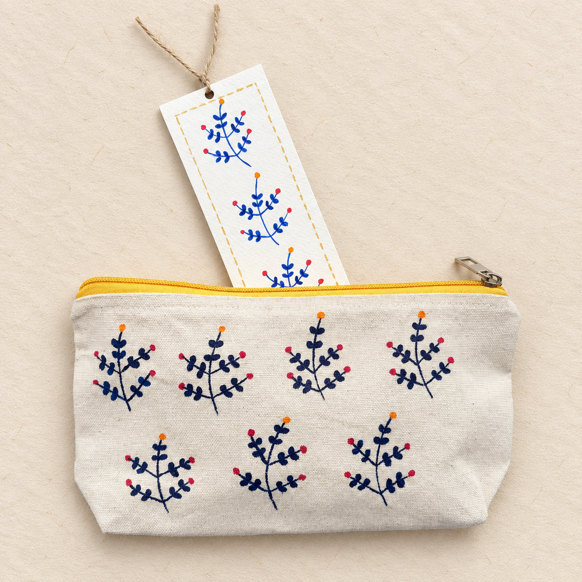 Wild Berry Whispers Hand Painted Pouch and Bookmark set
