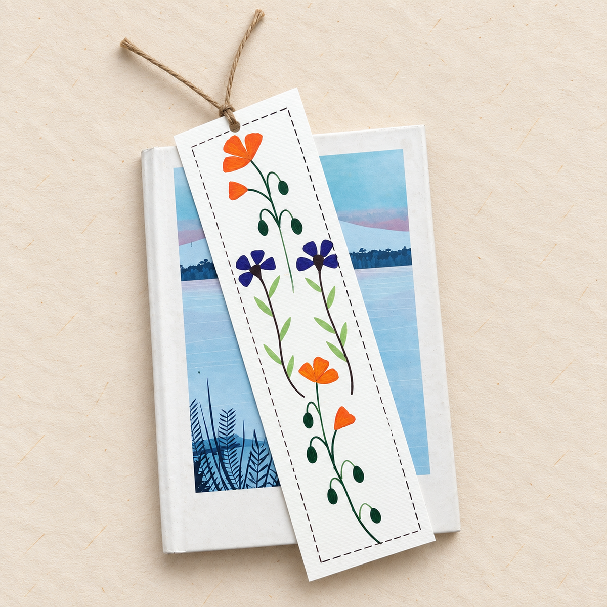 Wild Poppy Garden Hand Painted Canvas Pouch & Bookmark Set