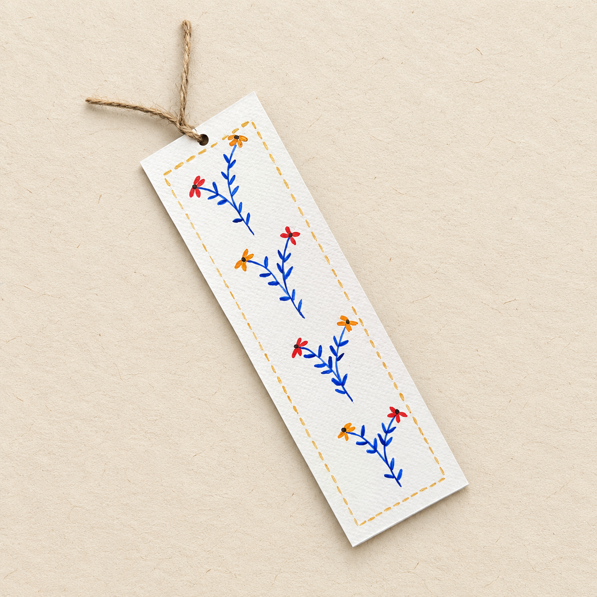Sunlit Wildflowers – Hand-painted Canvas Pouch & Bookmark Set