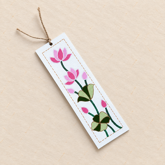 Lotus Bloom Hand-Painted Bookmark