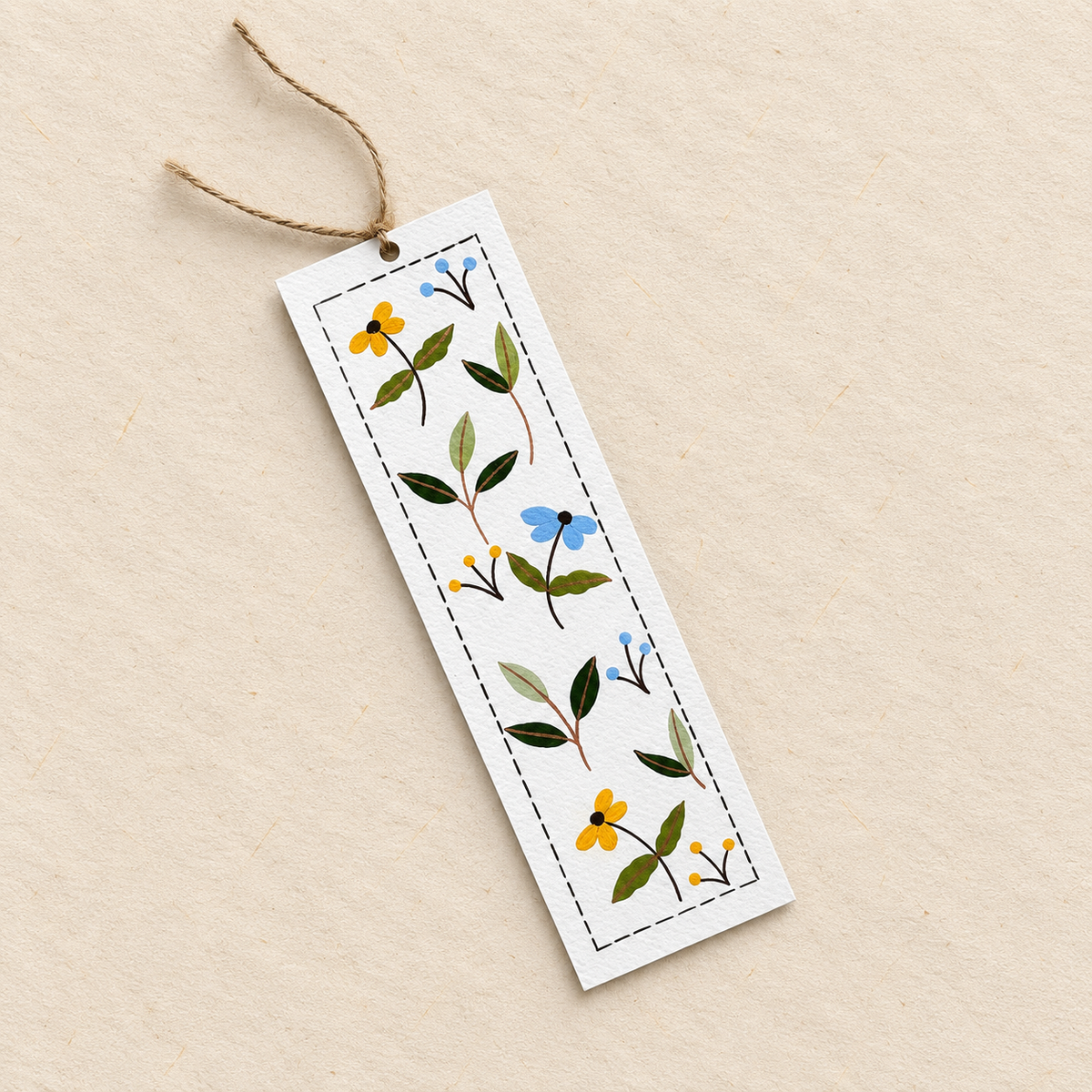 Wild Flower Meadow Hand-Painted Canvas Pouch & Bookmark Set