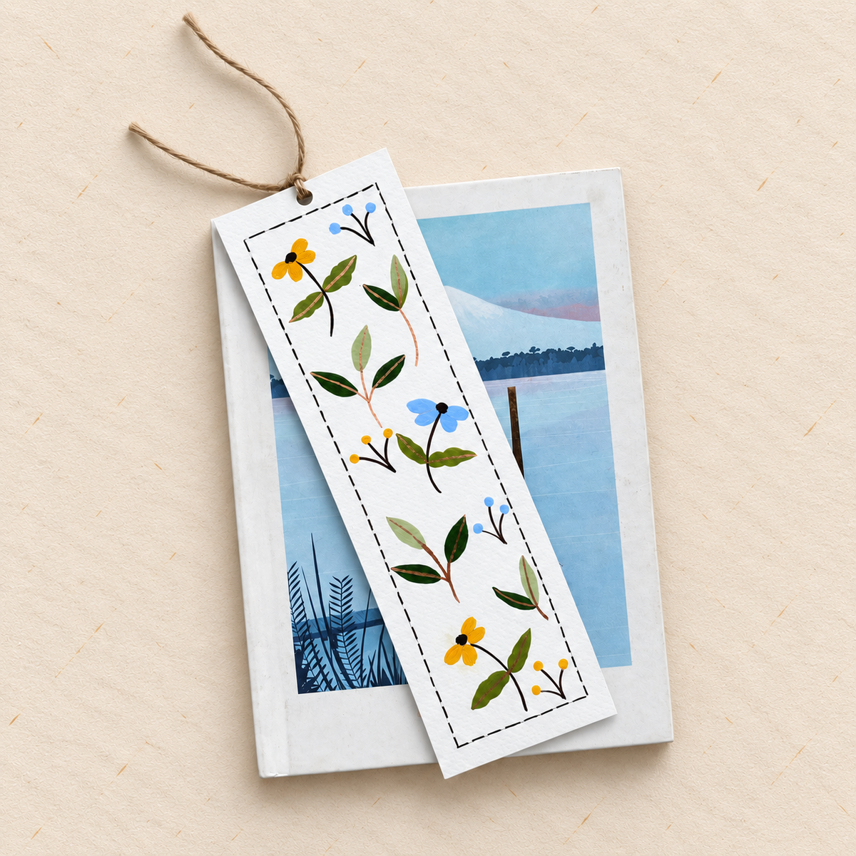 Wild Flower Meadow Hand-Painted Canvas Pouch & Bookmark Set