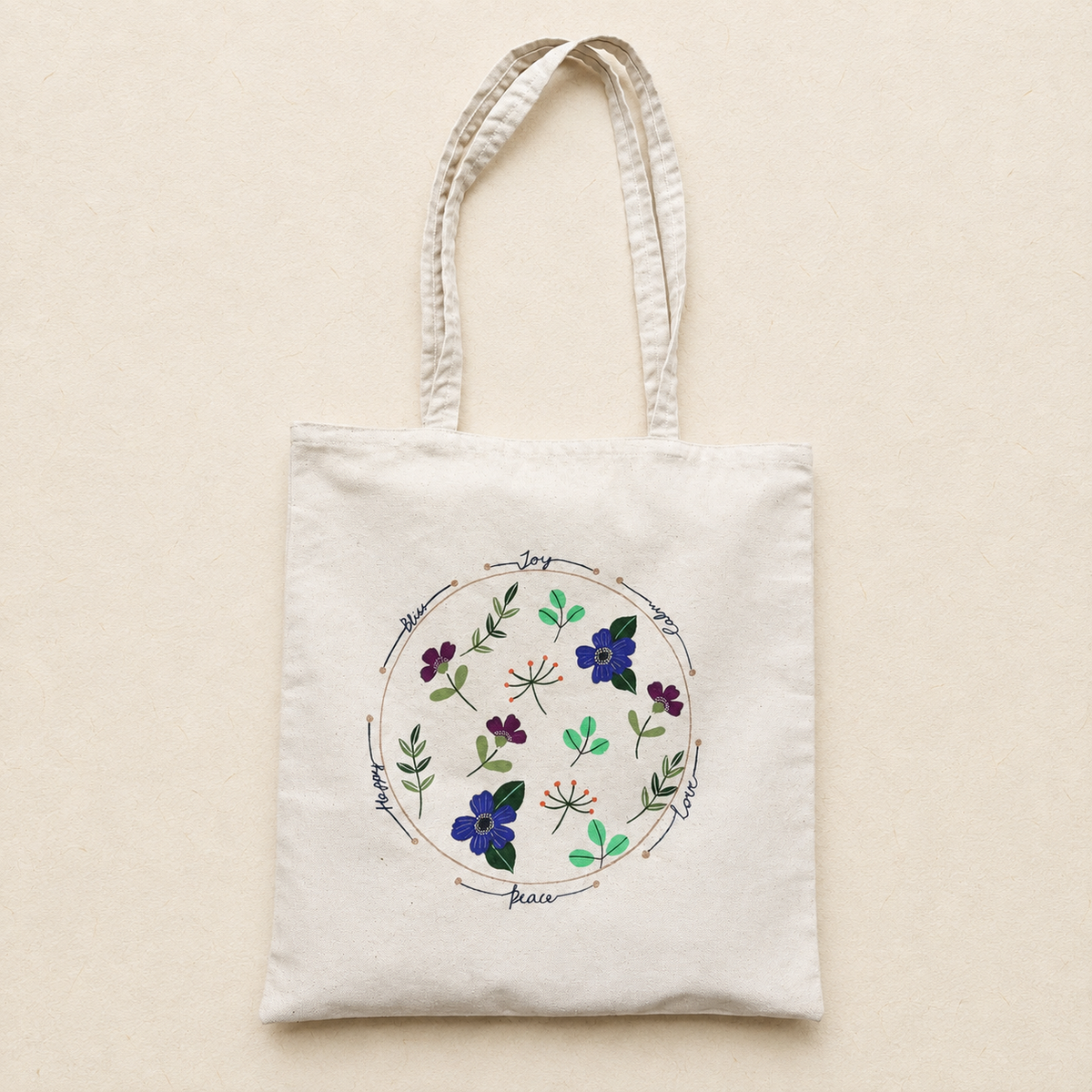 The Little Joys Hand Painted Tote Bag & Pouch Set