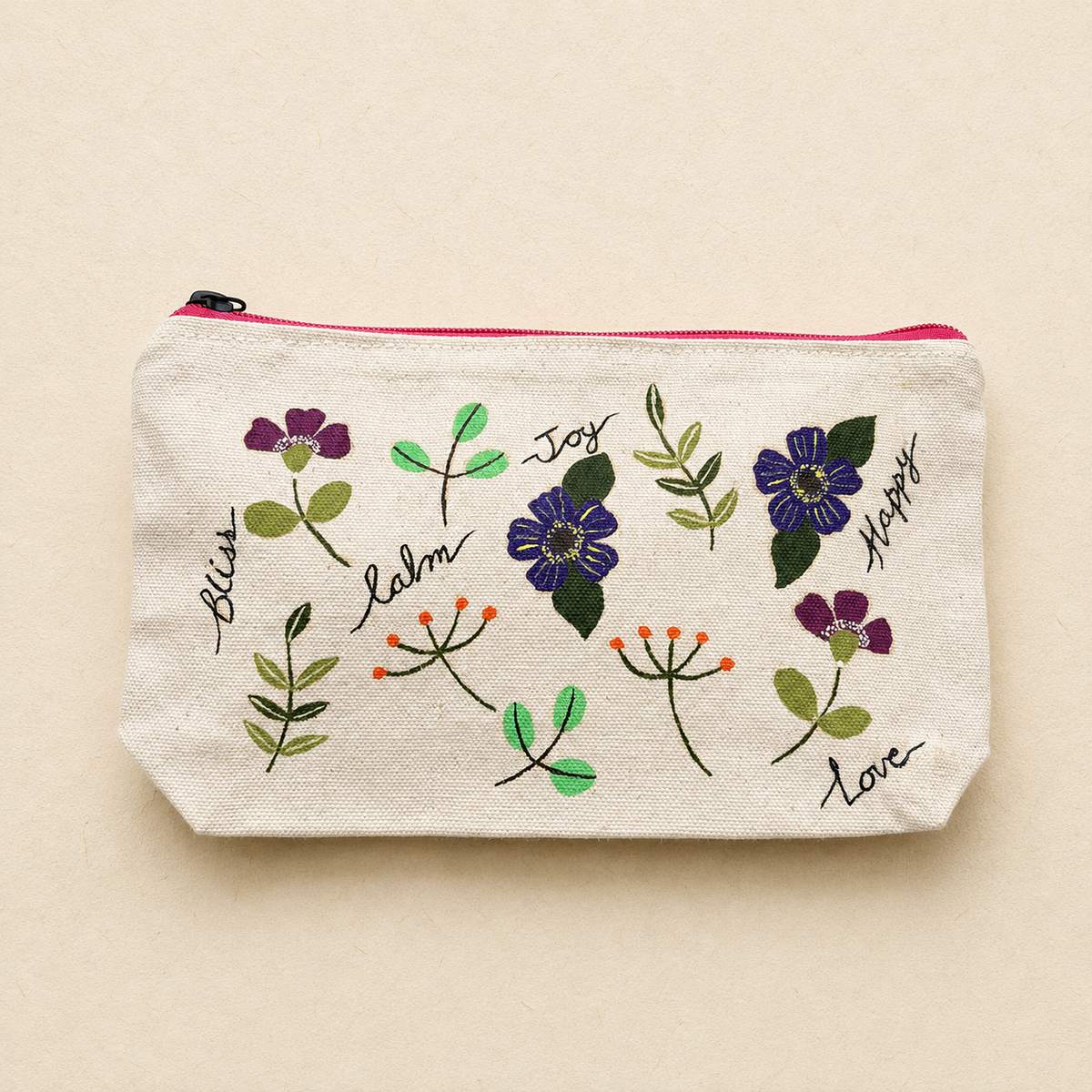 The Little Joys Hand Painted Tote Bag & Pouch Set