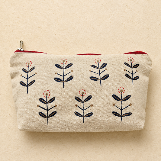 Crimson Bloom Hand Painted Pouch
