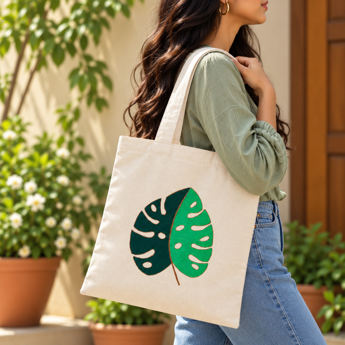 Tropical Whisper Hand Painted Tote