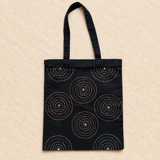 Golden Ripples Hand Painted Tote Bag