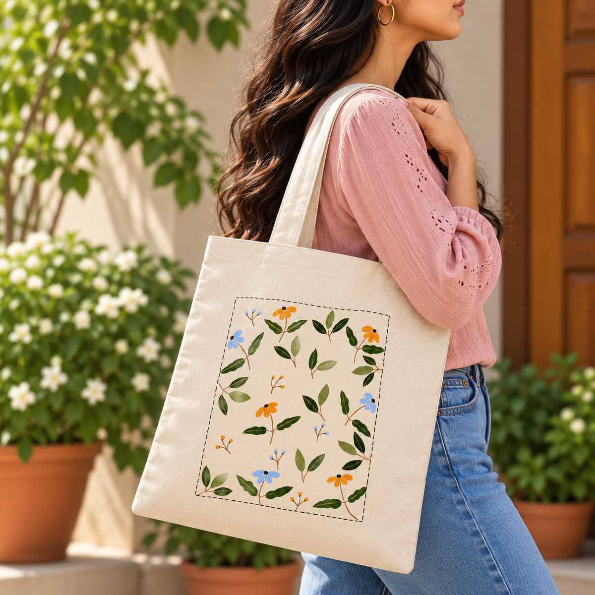 Wildflower Meadow Hand Painted Tote Bag