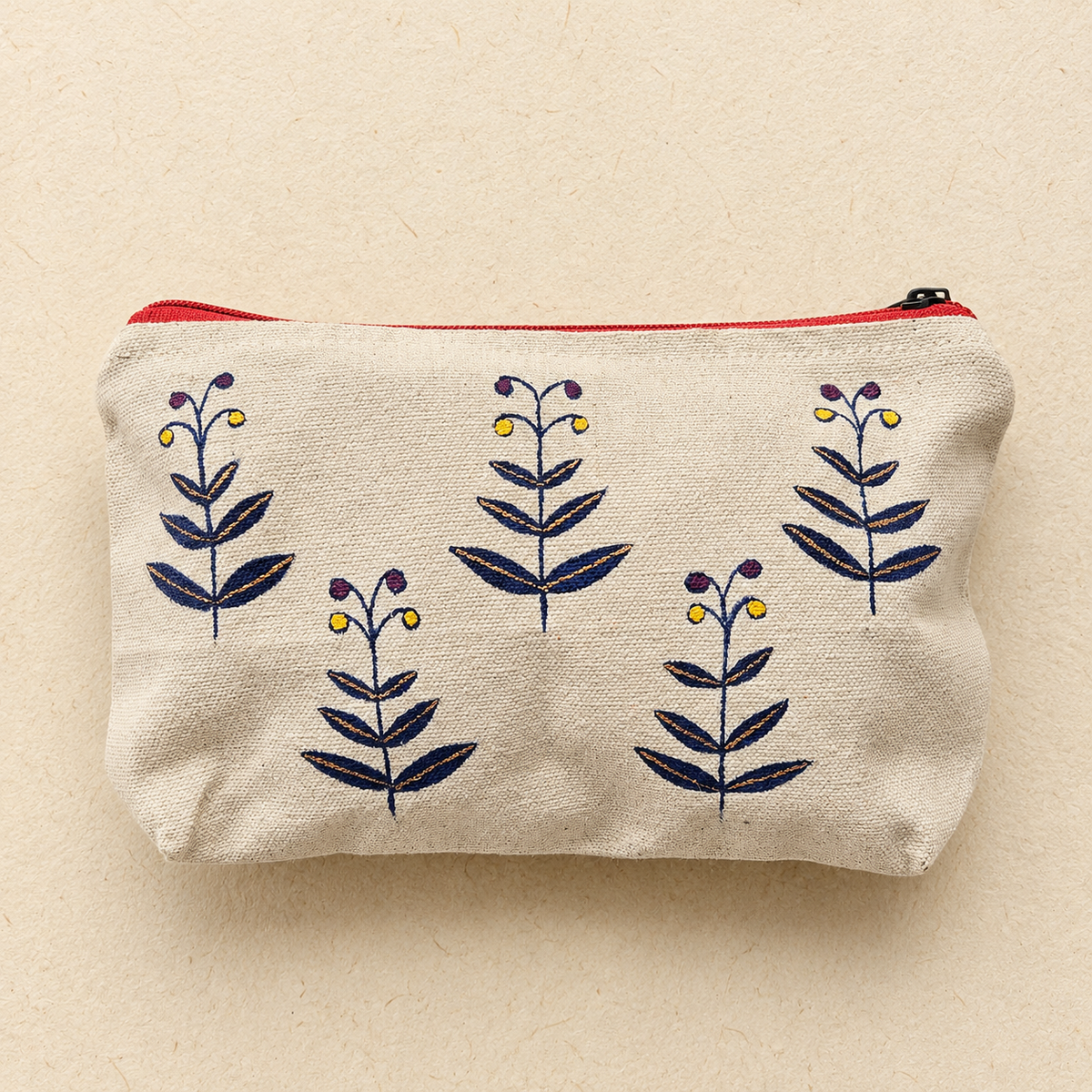 Indigo Bloom Hand Painted Pouch