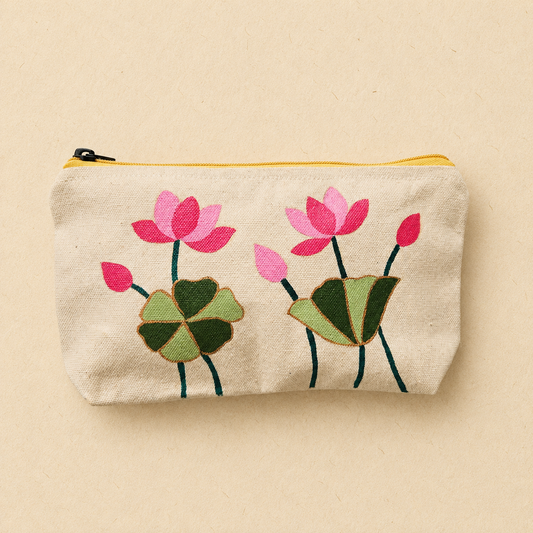 Lotus Bloom Hand Painted Pouch
