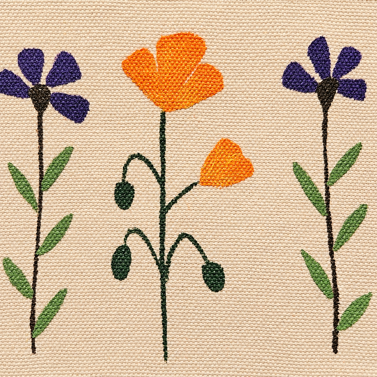 Wild Poppy Garden Hand-Painted Pouch