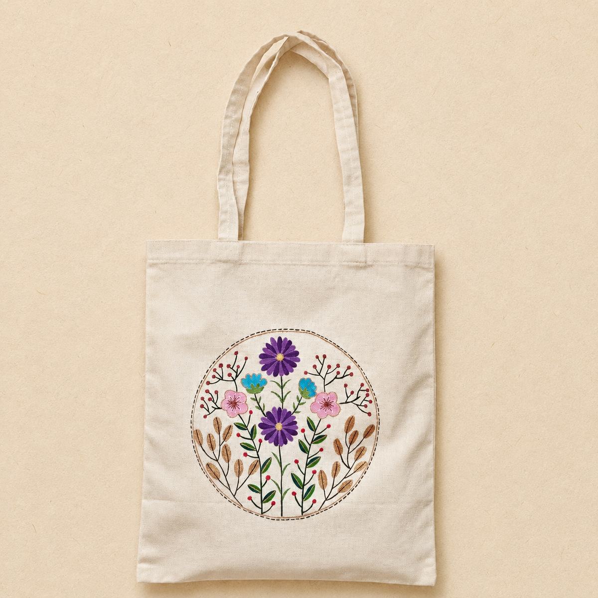 Petal Poetry Hand Painted Tote Bag