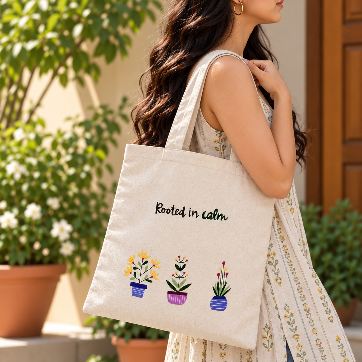Rooted in Calm Hand painted Tote Bag