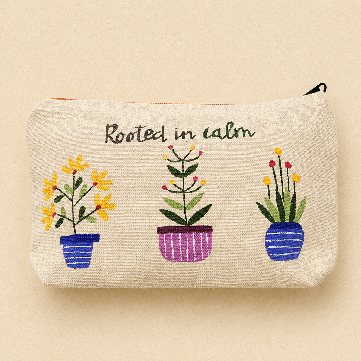 Rooted in Calm Hand Painted Pouch