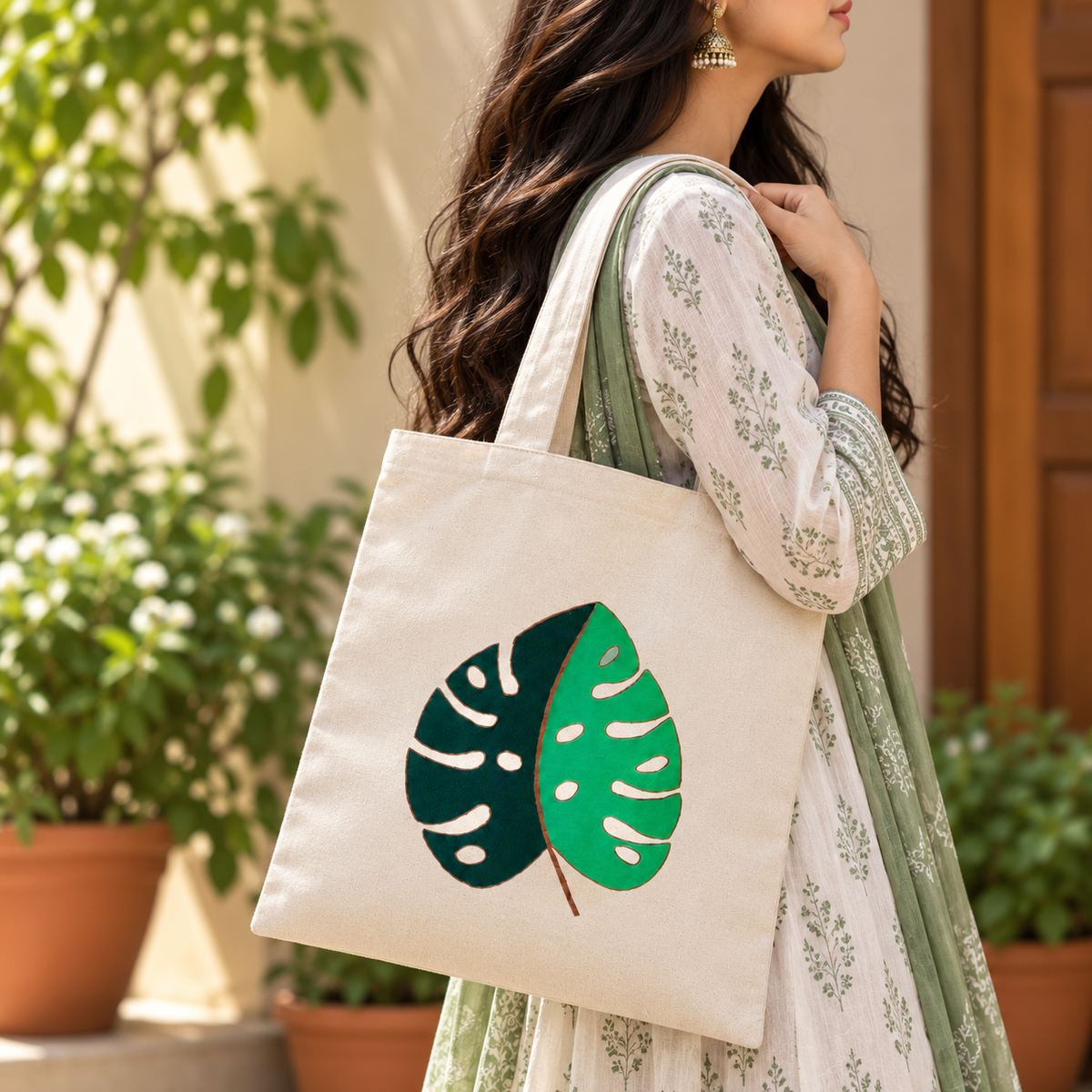 Tropical Whisper Hand Painted Tote