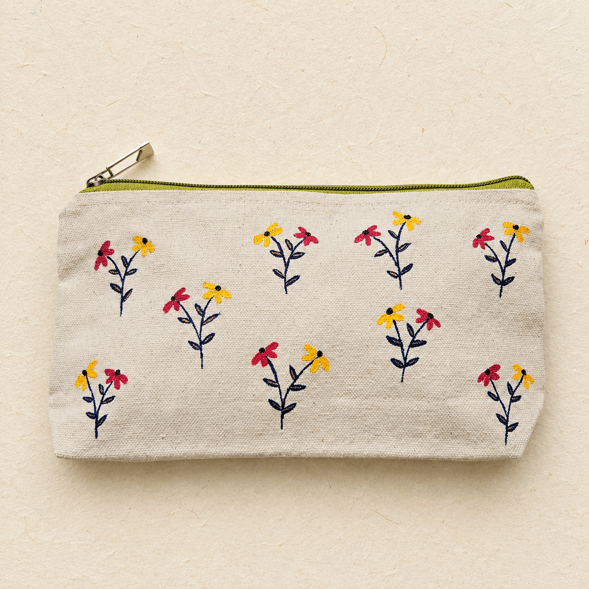 Sunlit Wildflowers Hand Painted Pouch