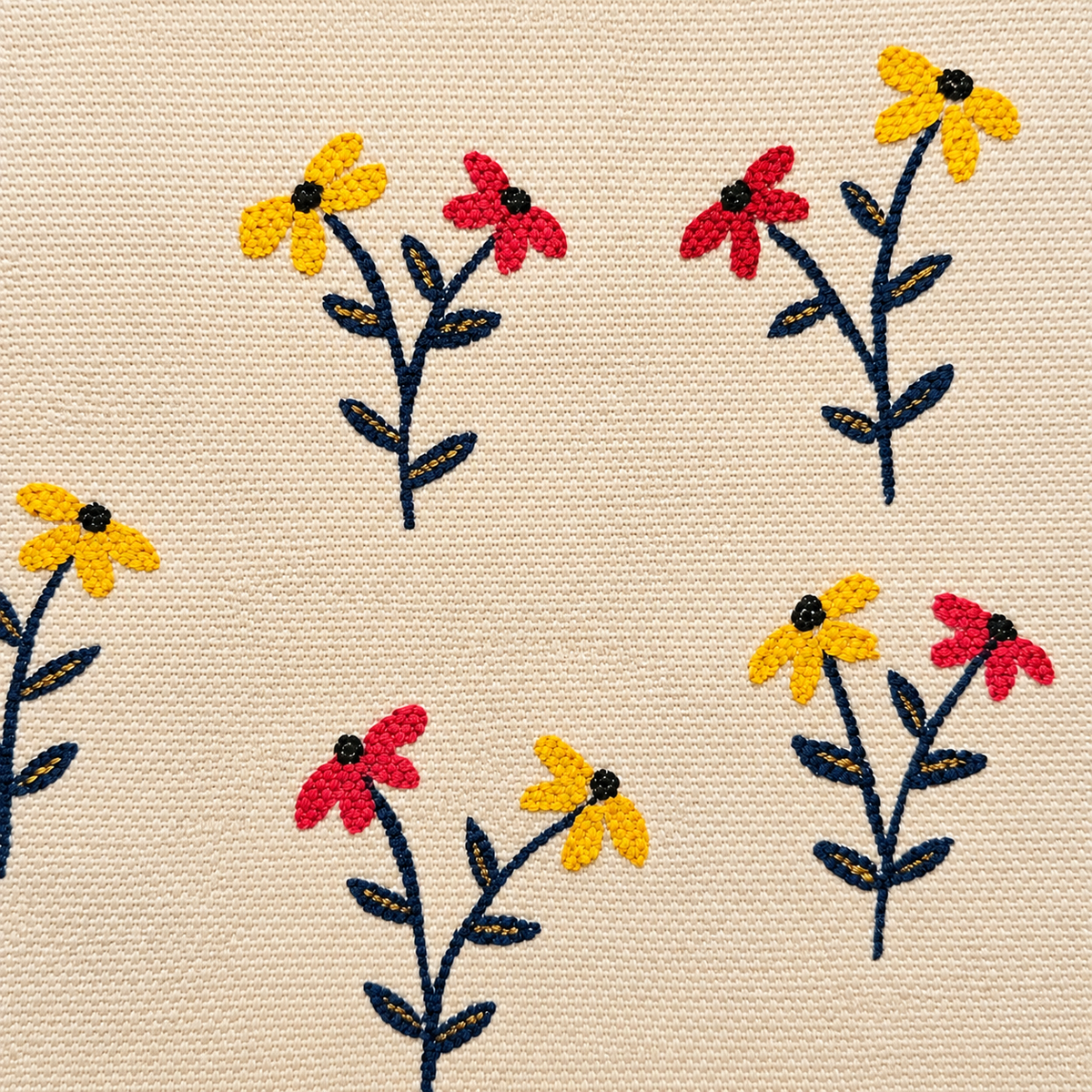 Sunlit Wildflowers Hand Painted Pouch