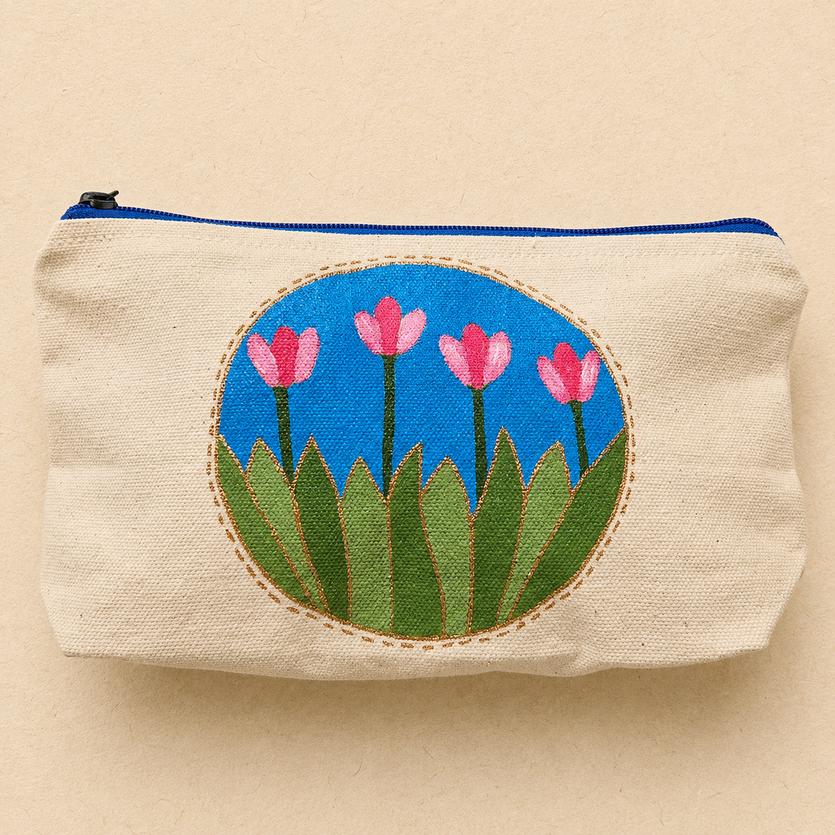 Tulip Meadow Hand Painted Pouch