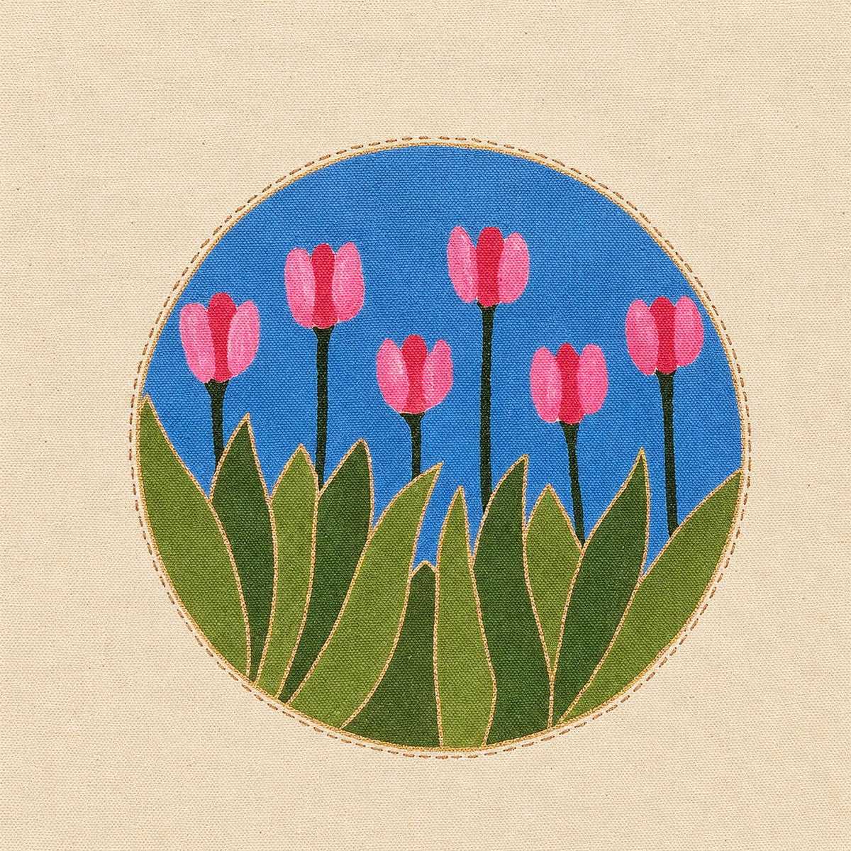 Tulip Meadow Hand Painted Tote Bag