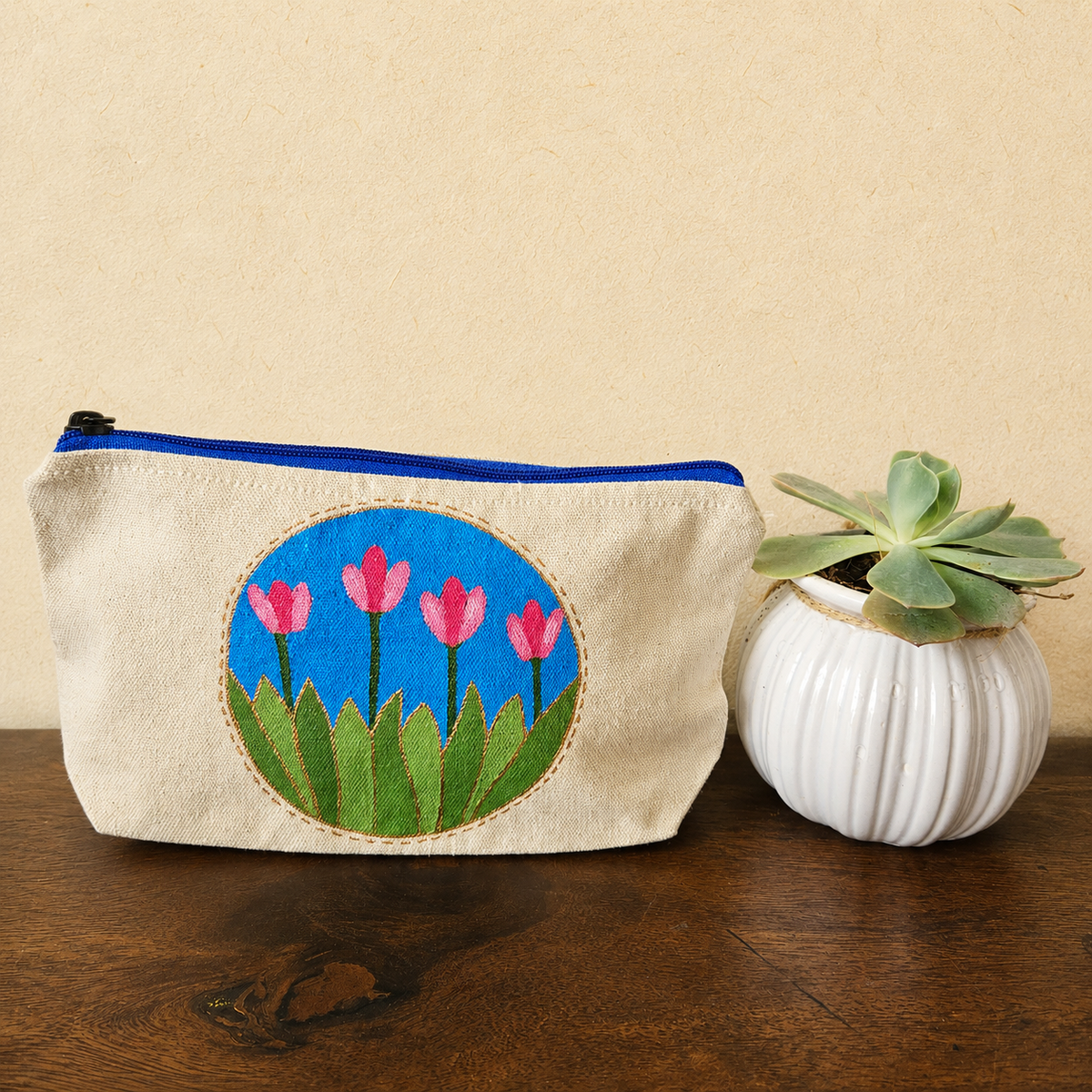 Tulip Meadow Hand Painted Pouch
