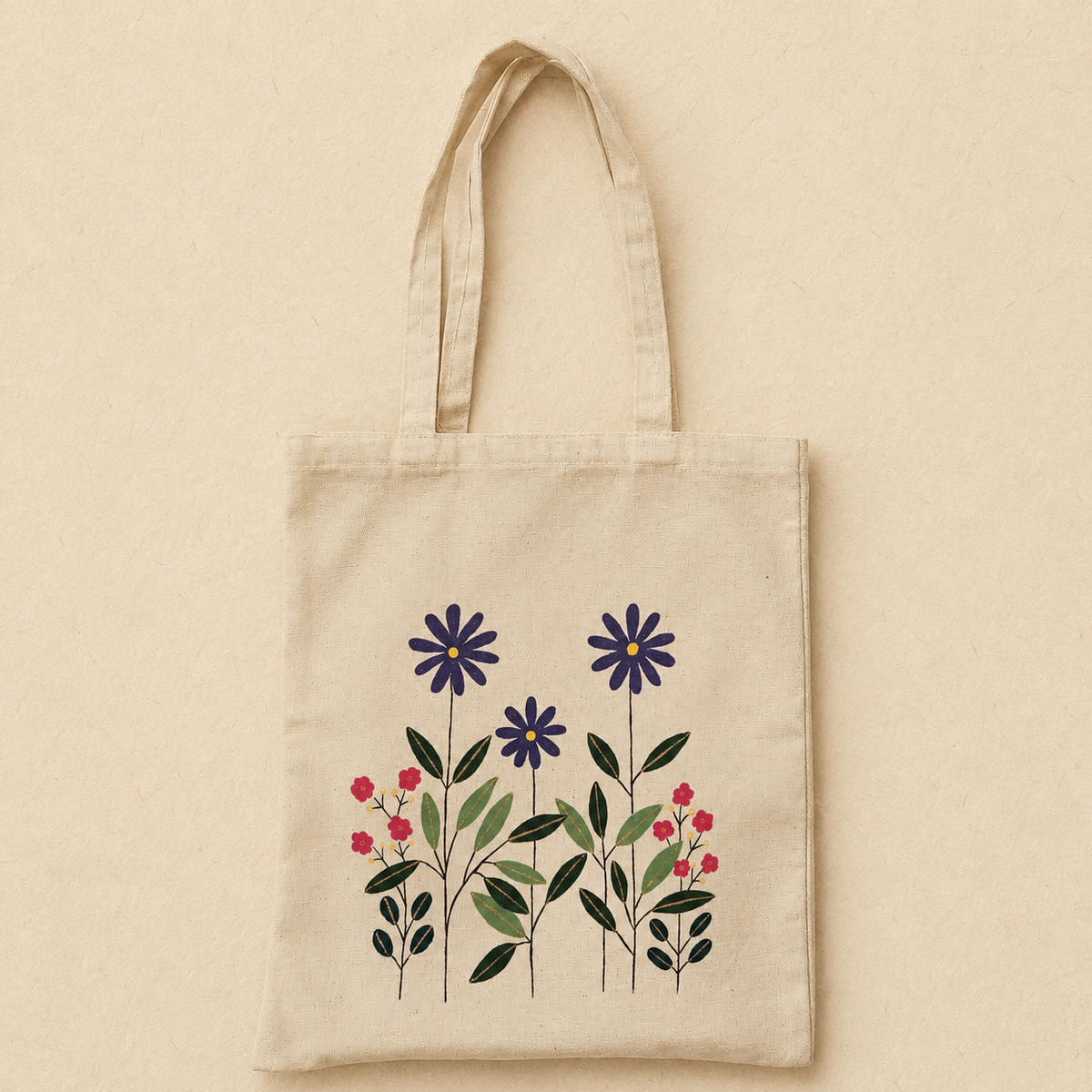 Wildflower Harmony Hand Painted Tote Bag