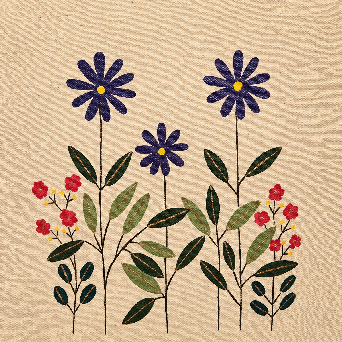 Wildflower Harmony Hand Painted Tote Bag