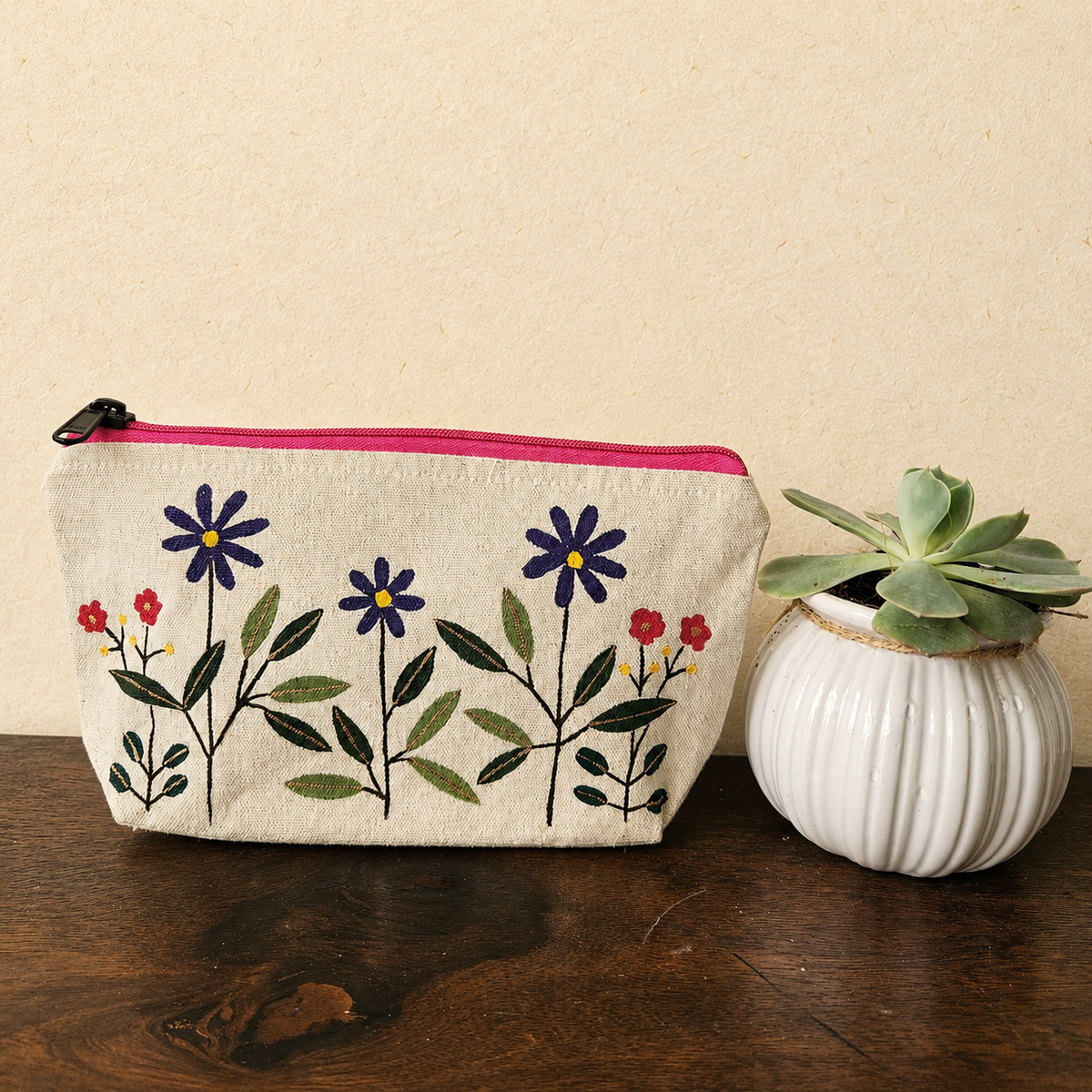 Wildflower Harmony Hand Painted Pouch
